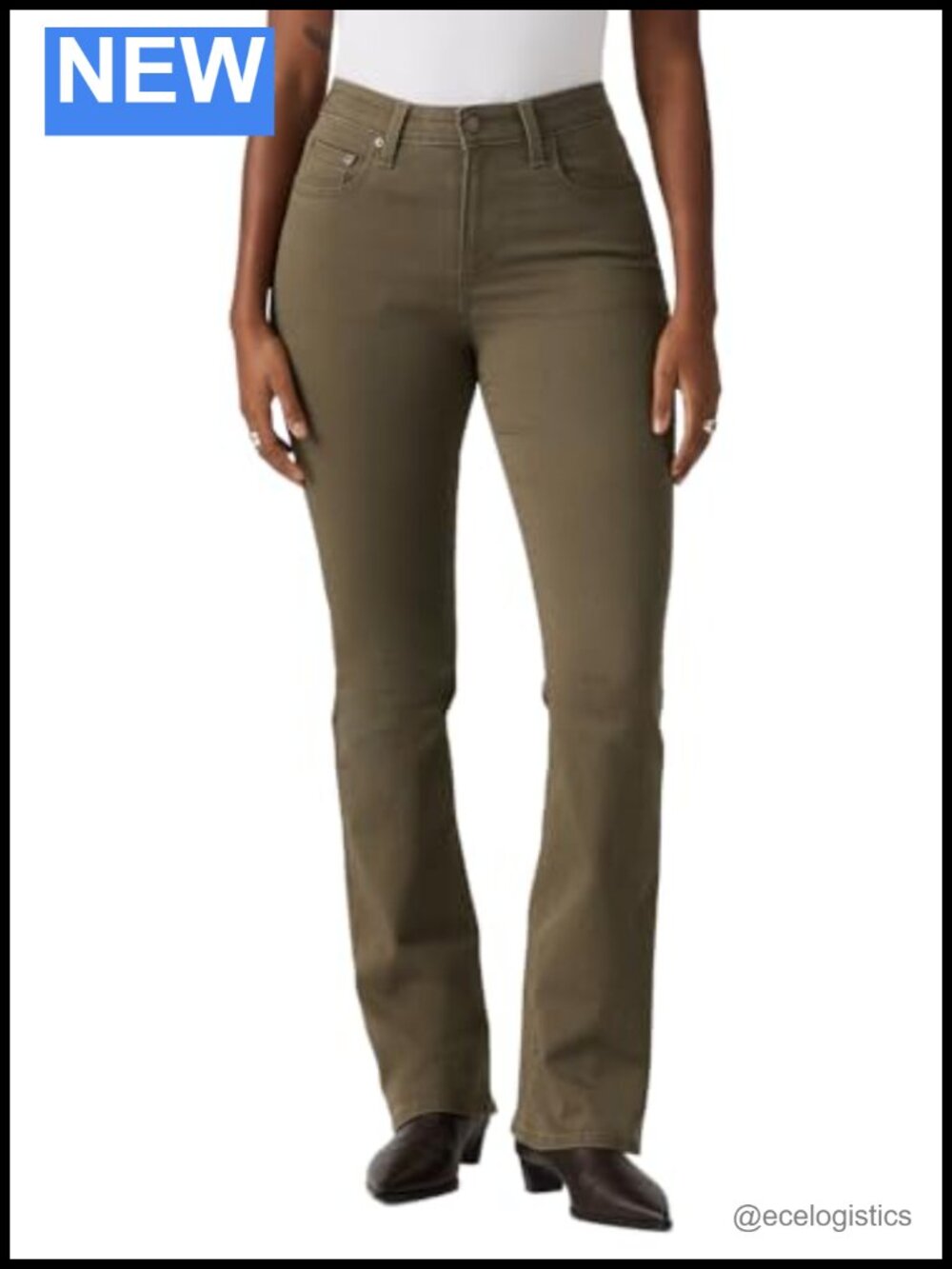 High Rise Bootcut Jeans Slim Hip Thigh Stretch Cotton Blend